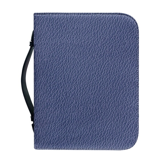 HELLHERO Blue Pebbled PU Leather Bible Carrying Case, Large Capacity Portable Tote Bag for Church Bible Study and Daily Carry