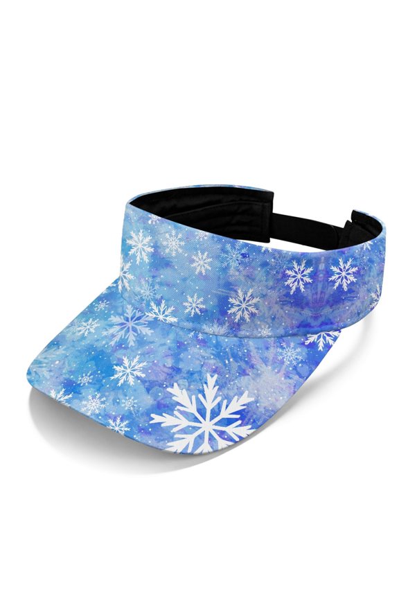 Blue Tone Snowflakes Sun Visor Cap for Men, Polyester Fabric Adjustable Strap Design Sun Protection Sun Visor Hat for Outdoor Activities Running Golf