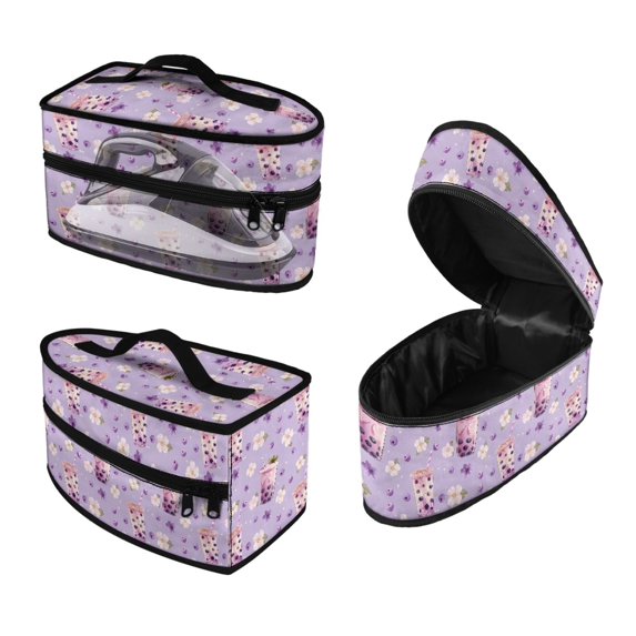 HELLHERO Blueberry Floral Pattern Travel Irons Carrying Organizer Travel Case Portable Travel Steamer Storage Bag Holder Organizer, Bag Only