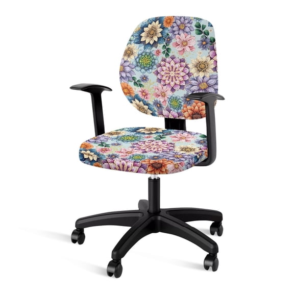 HELLHERO Boho Mandala Flower Print Desk Chair Cover, Universal Gaming Chair Seat Covers for Pets, Office Chairs Back Cover, Home Decor