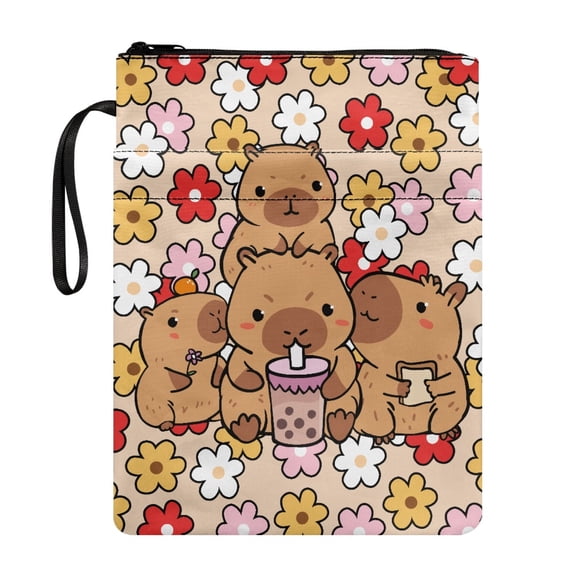 HELLHERO Book Cover Sleeve Pouch with Handle Waterproof Polyester Fabric Book Carrying Case for Reader Notebook 11.4 Inch X 8.66 Inch