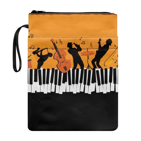 HELLHERO Book Covers Protector Wrap Bag Polyester Fabric Waterproof Book Sleeve Cover with Book Protection for Bible or Book for Book Organzier Holder, Musician Silhouettes