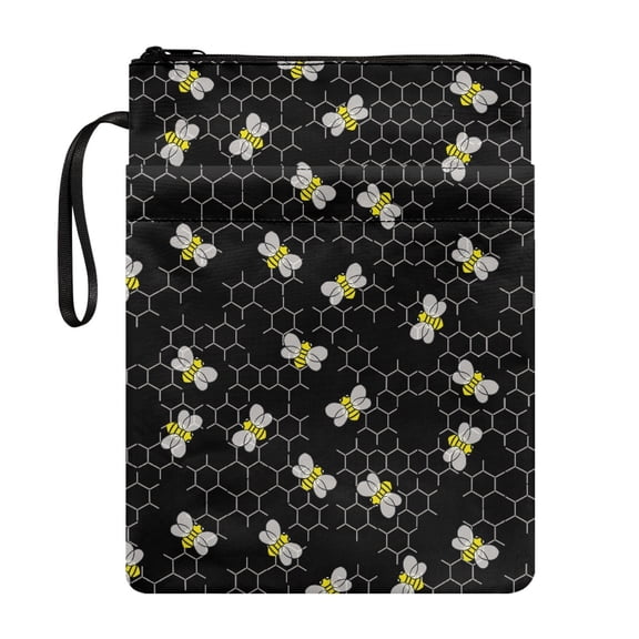HELLHERO Book Lovers Gift Book Organizer Bag with Washable Waterproof Polyester Carrying Book Case Handle for Reading Lovers Travel Men 11.4 Inch X 8.66 Inch 1 pc Bees Honeycomb