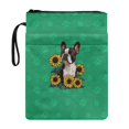 thumbnail image 1 of HELLHERO Book Lovers Gift Tote Bags, 11.42 x 8.66 Inch Polyester Protector Wrap Bag Book Organzier Holder Easy Carry Book Case with Washable, Retro for Books Lovers, Boston Terrier Sunflowers, 1 of 8