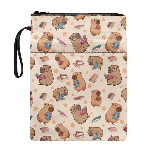 HELLHERO Book Organizer Bag Carrying Book Case Polyester Fabric Zipper Book Sleeve Protector Pouch with Book Protection for Paperbacks Hardcover Notebook
