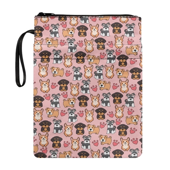 HELLHERO Book Organizer Bag Polyester Protector Wrap Bag Easy Carry Book Case with Handle Bible Case Bag Book Organzier Holder, 11.4 Inch X 8.66 Inch, Cartoon Dog