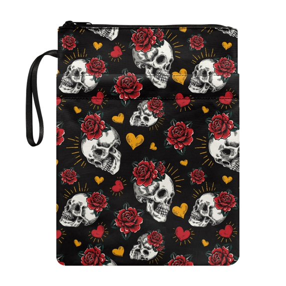 HELLHERO Book Protector for Men, 11.4 Inch X 8.66 Inch Storage & Portability with Book Protection, Paperbacks Skulls Roses for Fater