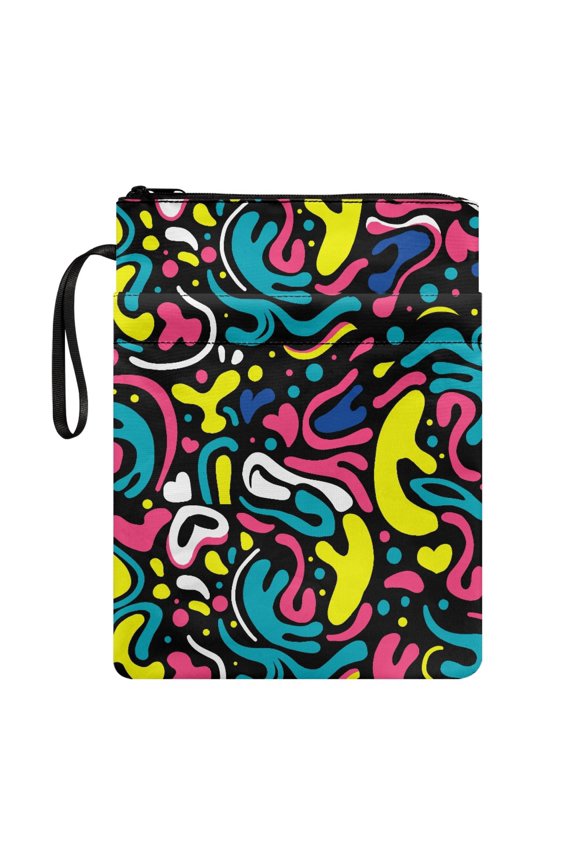 Book Sleeve Cover, 1 pc Polyester Washable Book Carrying Case for Hardcover Notebook Journal Textbooks Paperbacks, 8.66 x 11.42, Psychedelic Line Art