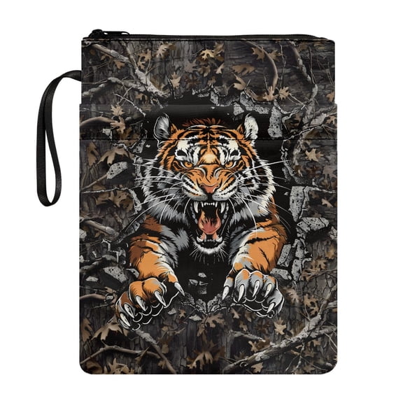 HELLHERO Book Sleeve Cover Storage & Portability with Washable Polyester Book Carrying Case for Librarian Bible Book Protection 11.42 x 8.66 Inch Tiger Roar