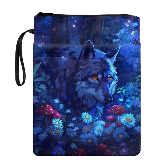 HELLHERO Book Sleeve Protector Book Cover Carrying Case Decorative Design Book Carrying Case Lightweight with Book Storage Bag 8.66 x 11.42 Wolf