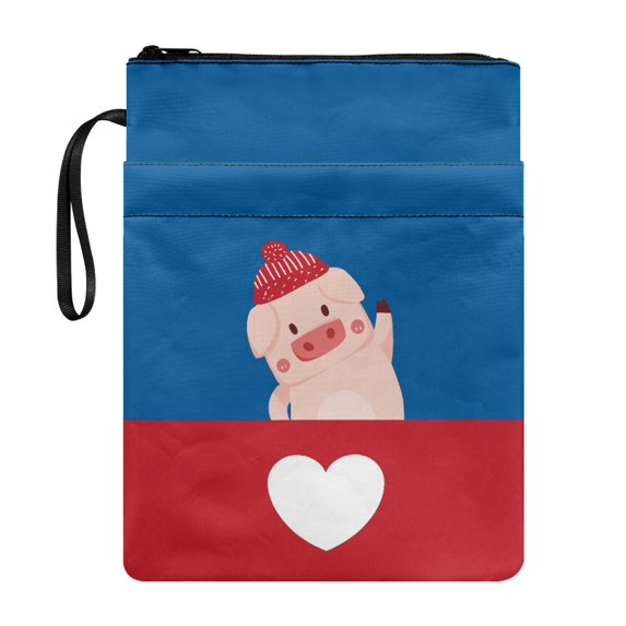 HELLHERO Book Sleeve Protector Pouch Book Carrying Case Polyester Fabric Pocket Reusable with Waterproof Carrying Book Case, Hat Pig