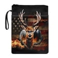 thumbnail image 1 of HELLHERO Book Sleeve Protector Pouch with Handle Polyester Fabric Book Sleeve Protector with Waterproof for Textbooks Book Storage Bag, American Flag Deer, 1 of 8