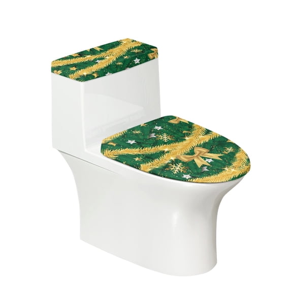 HELLHERO Bow Snowflake Polyester Fabric Toilet Lid Covers for Bathroom Supplies, Universal Dustproof Washable, Stays in Place, 17x21 Inches