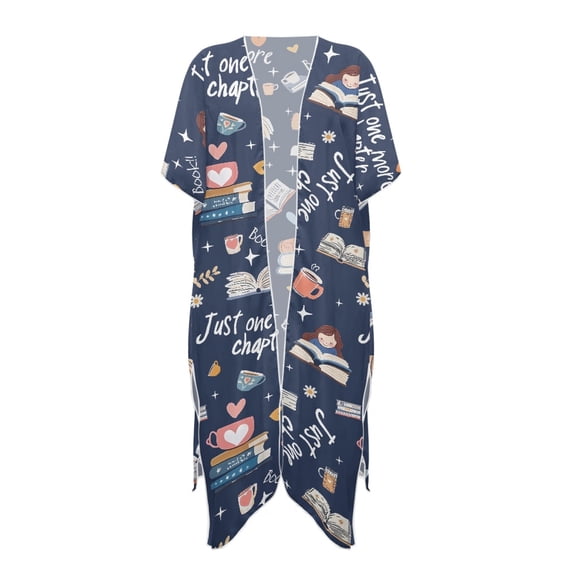HELLHERO Breathable Bathing Suit Cover Up for Beach High Quality Fabrics Short Sleeve Long Kimono Swimsuit Cover Up Just One More Chapte