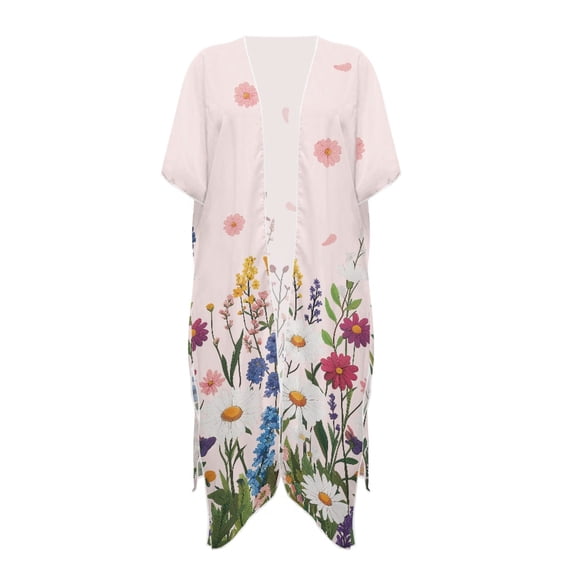 HELLHERO Breathable Bikini Cover Up for Beach Polyester Lightweight Women's Swimsuit Cover Up Shirt Floral Print