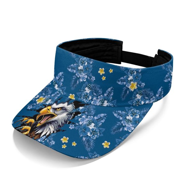 HELLHERO Breathable Open Top Sun Visor for Beach Summer, Polyester Fabric Comfortable Sun Visor Hat, Bald Eagle