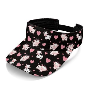 HELLHERO Breathable Polyester Fabric Sports Visor for Hiking Beach, All-Day Wear Fashion Comfortable Sun Visor Hat, Love Cow