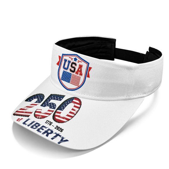 HELLHERO Breathable Polyester Fabric Sun Visor Cap for Sports Running, Empty Top Design Adjustable Strap Open Top Empty Top Cap, Red White Stars Pattern