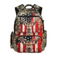 thumbnail image 1 of HELLHERO Breathable School Bag for Travel Back to School, 600D Polyester Large Capacity Bookbag, US Flag & Deer, 1 of 8