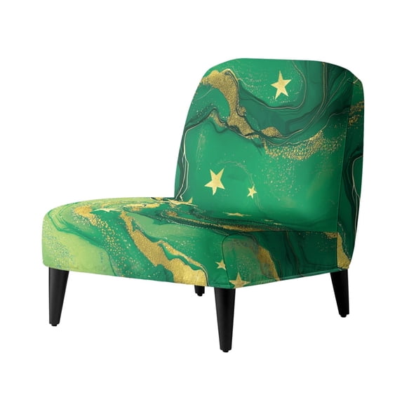 HELLHERO Breathable Stain Protection Armless Accent Chair Cover for Accent Chair Without Arms, Armless Chair Slipcover Star Marble Pattern