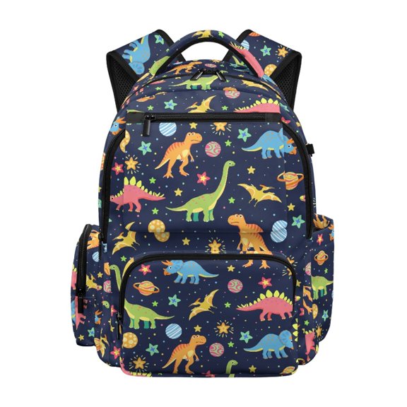 HELLHERO Breathable Students School Bookbag for Sports Back to School, 600D Polyester Lightweight Laptop Backpack, Dinosaur Planet Pattern