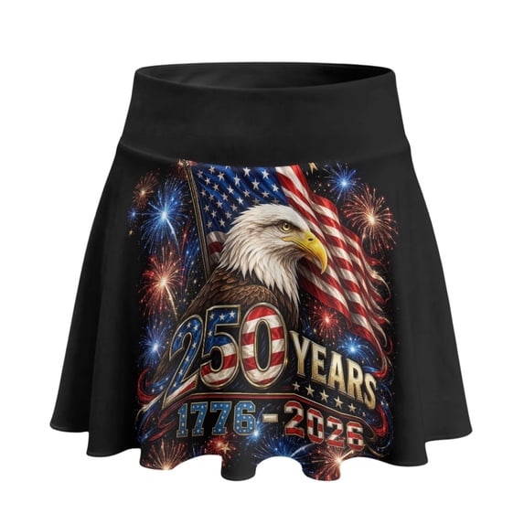 HELLHERO Built-in Shorts Athletic Skort, Eagle 250 Years Built-In Safety Shorts 2 Side Pockets Tennis Skirt for Outing Yoga Daily Wear