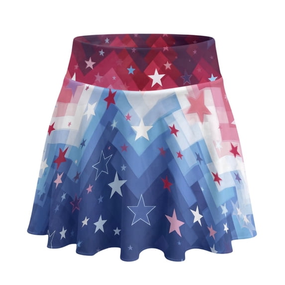 HELLHERO Built-in Shorts Golf Skirts, Patriotic Star Mosaic 2 Side Pockets Soft Tennis Skirts for Daily Wear Outing Travel