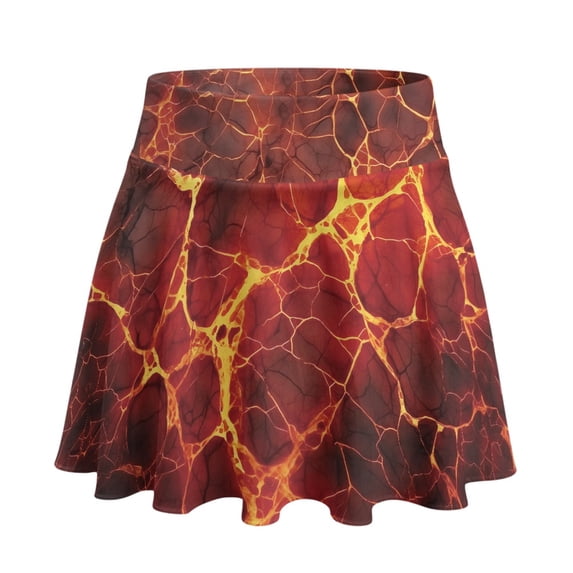 HELLHERO Built-in Shorts Tennis Skirt, Lava Cracks Inner Pockets 2 Side Pockets Athletic Skorts for Daily Wear Yoga Golf