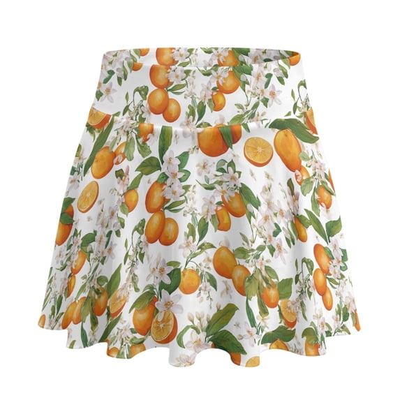 HELLHERO Built-in Shorts Tennis Skirt for Golf Vacation, Orange Blossom Polyester Spandex 2 Side Pockets Athletic Skort Stretchy