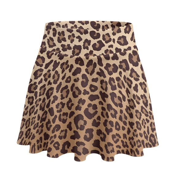 HELLHERO Built-in Shorts Tennis Skirt for Pickleball Golf, Leopard Design Polyester Spandex 2 Side Pockets Golf Skirts Soft