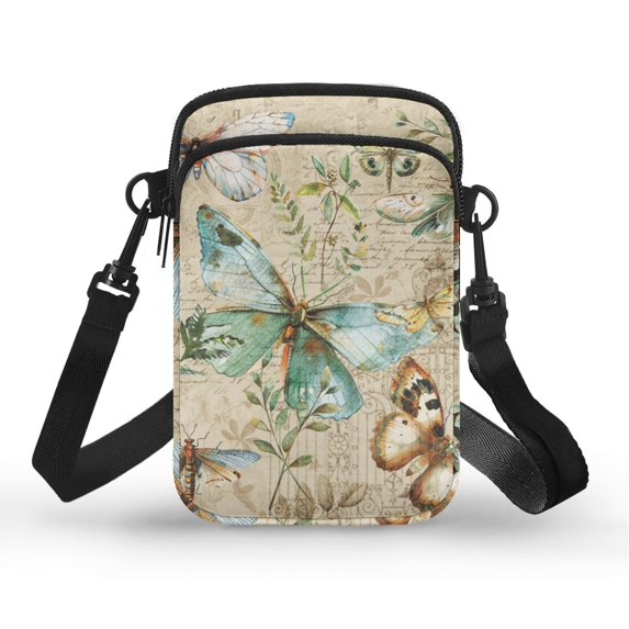 HELLHERO Butterflies Crossbody Sling Bags Adult Unisex 4.33x1.97x7.09 with Shoulder Strap Outdoor Daily Use Adjustable Shoulder Strap for Daily Double Zipper