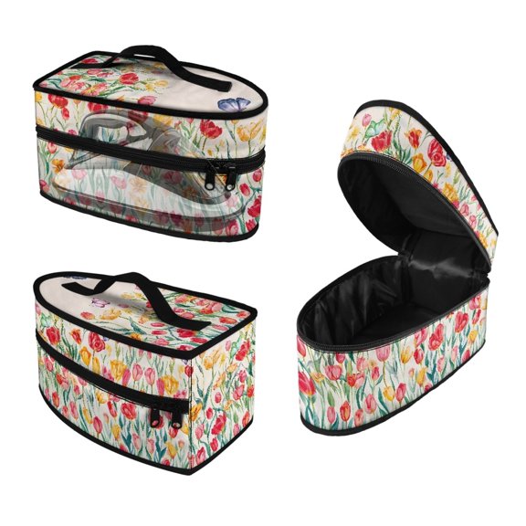 HELLHERO Butterflies and Flowers Handheld Travel Steamer Bag Compatible with Full-Size Irons and Accessories Lightweight Travel Iron Organizer Travel Steam Iron Case