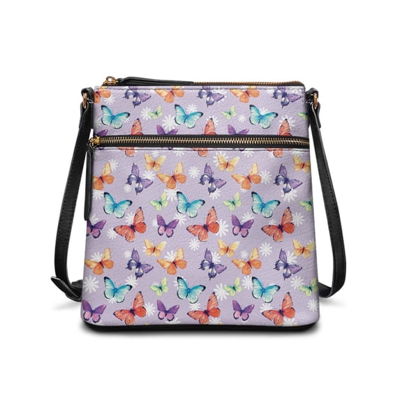 HELLHERO Butterflies Satchel Bag, Waterproof Purse Satchel PU Leather Smooth Zipper Ladies Single Shoulder Bag for Travel Travel Use