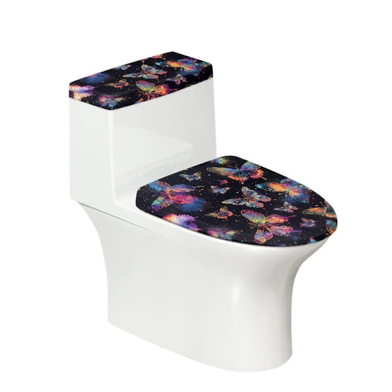 HELLHERO Butterfly 2 Pack Toilet Covers Set Soft Polyester, Fits All Toilet Shapes, Modern Bathrooms