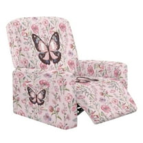HELLHERO Butterfly Flower Print Sofa Slipcovers for Recliner Couch Skin Friendly Soft Lazyboy Recliner Chair Cover with Handle Opening Single-Seater, Pink