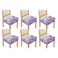thumbnail image 1 of HELLHERO Butterfly Flower Print Stretch Dining Chair Seat Covers, Protective Seat Covers for Dining Room Chairs, Kitchen Chair Cushion Protector Set of 6, Purple, 1 of 7