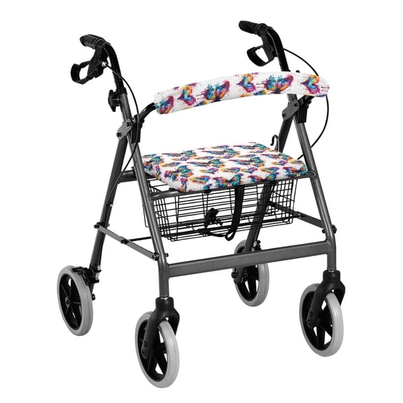 HELLHERO Butterfly Heart Rollator Walker Seat and Backrest Rollbar Covers Seat & Backrest Cover Set for Streets and Parks Breathable Easy Installation