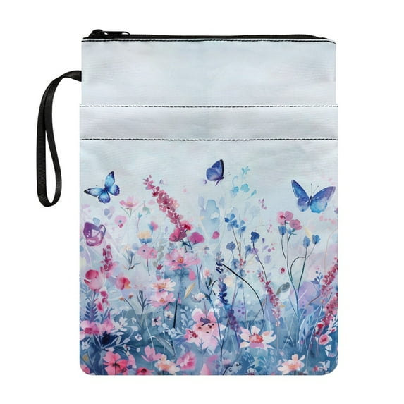 HELLHERO Butterfly Lavender Classic Book Sleeve, 11.42 x 8.66 Inch Polyester Fabric Carrying Book Case Book, Book Lovers Gift for Readers