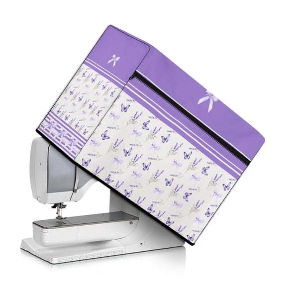 HELLHERO Butterfly Lavender Pattern Sewing Machine Dustproof Cover with Tote Handle and Pocket Easy to Replacement and Clean Easy to Store Compatible