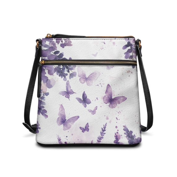 HELLHERO Butterfly Lavender Pattern Shoulder Purse Sling Bag, Water-Resistant Stylish Ladies Shoulder Purse Waterproof for Weekend Getaways Travel