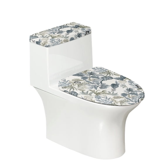 HELLHERO Butterfly Leaf Pattern Toilet Seat Lid Cover Set Elastic Edge Toilet Seat Cover Replacement & Pack of 2 for Toilet Dustproof Adjustable
