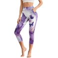 thumbnail image 1 of HELLHERO Butterfly Marbled Printed Yoga Leggings for Women Athletic Capri Leggings High Waisted Yoga Pants with Pockets, M, 1 of 7