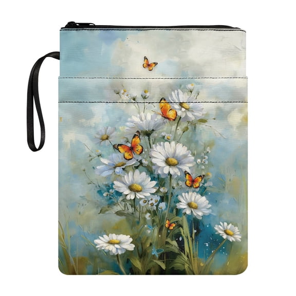 HELLHERO Butterfly Pattern 1 pc Notebook Wraps with Waterproof Book Cover Carrying Case Reusable with Zipper for Librarian Carrying Book Case