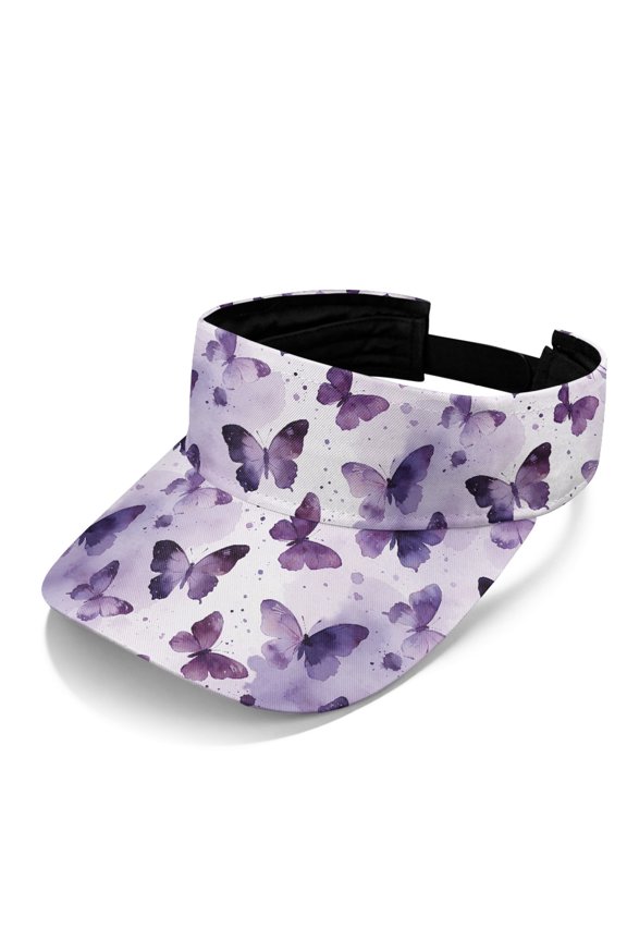 Butterfly Pattern Adjustable Sun Visor Hat for Outdoor Activities Hiking, Adjustable Strap Sun Protection Sports Visor Hat
