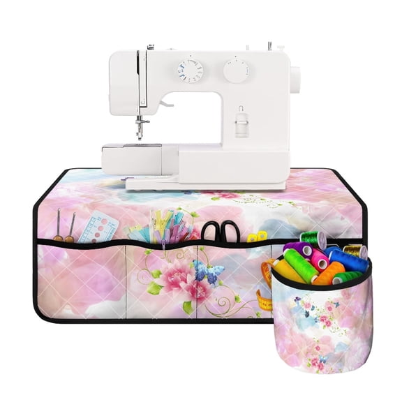 HELLHERO Butterfly Pattern Design Sewing Machine Mat with 4 Pockets Waterproof Non Slip for Woman Gifts Travelling