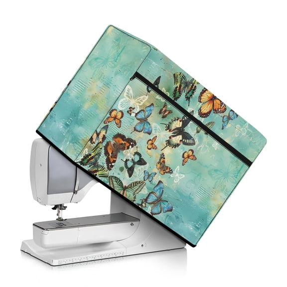 HELLHERO Butterfly Pattern Sewing Machine Cover 17.7x8.6x12.5 Inch Foldable Easy Storage Protective Cover