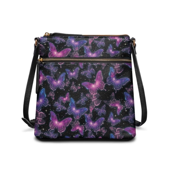 HELLHERO Butterfly Pattern Shoulder Bag, Multiple Zipper Pockets Crossbody Bag Stylish Adjustable Strap Women Single Shoulder Bag for Travel Outdoor Activities