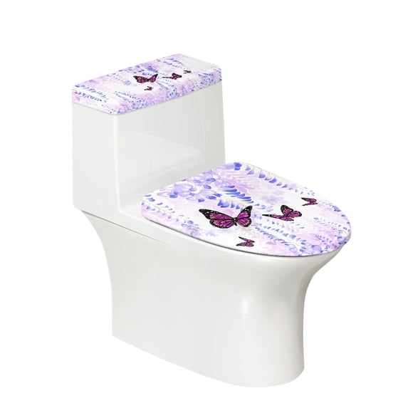 HELLHERO Butterfly Pattern Stretch Universal Bathroom Seat Covers, Polyester, Easy to Clean Toilet Seat Covers, Elastic Edge, Easy to Install