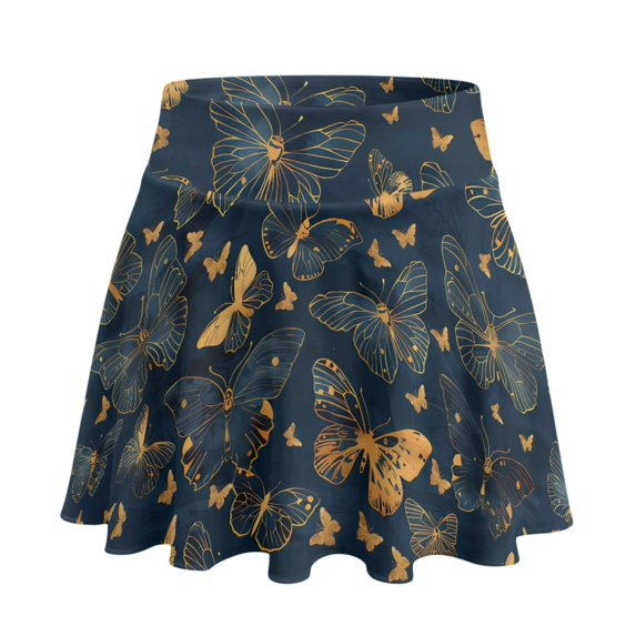 HELLHERO Butterfly Polyester Spandex Golf Skirts with Built-in Shorts, 2 Side Pockets with Pockets Tennis Skirt for Vacation Yoga Daily Wear