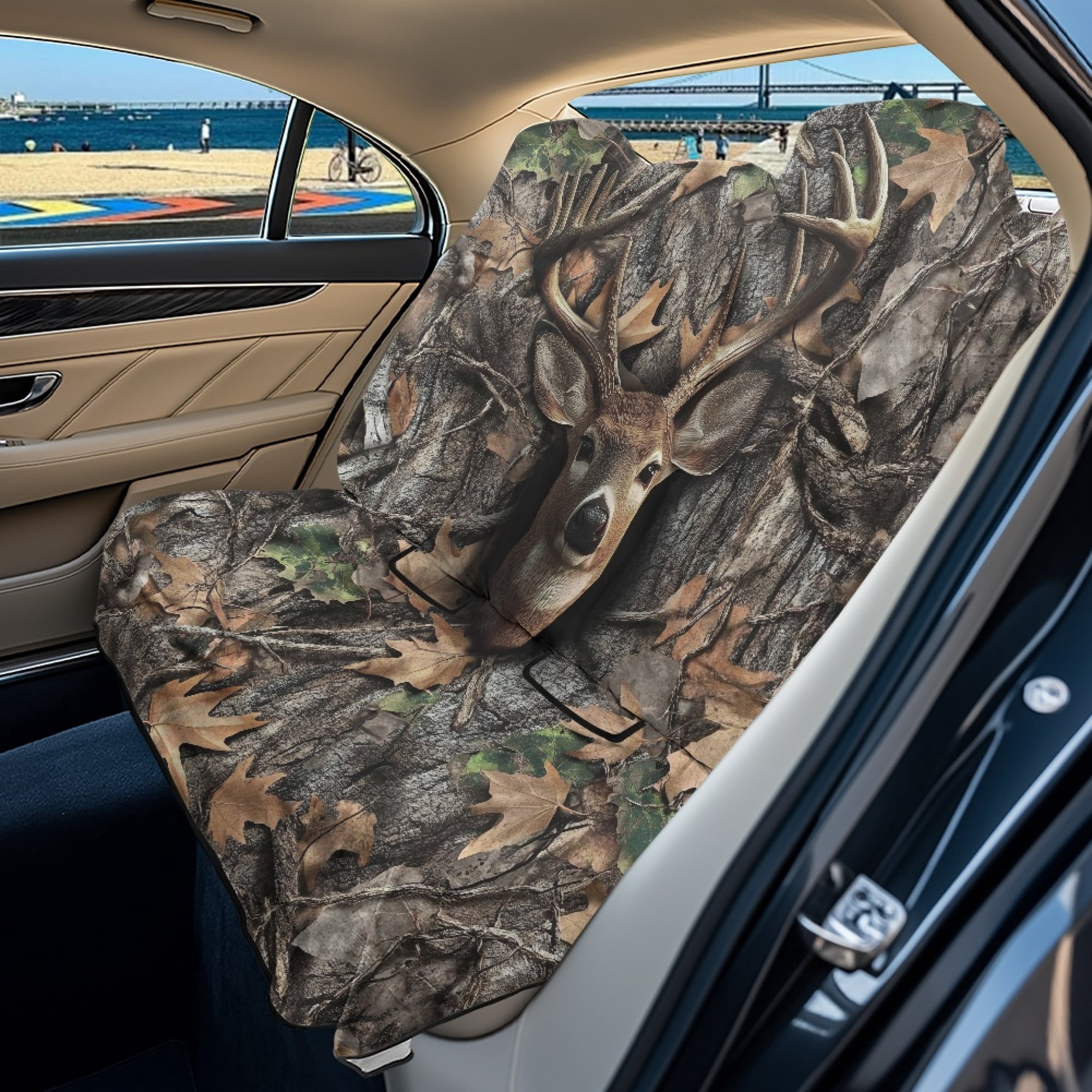 Drydeepin Aztec Indian Tribe Wolf Car Back Seat Cover, Rear Bench